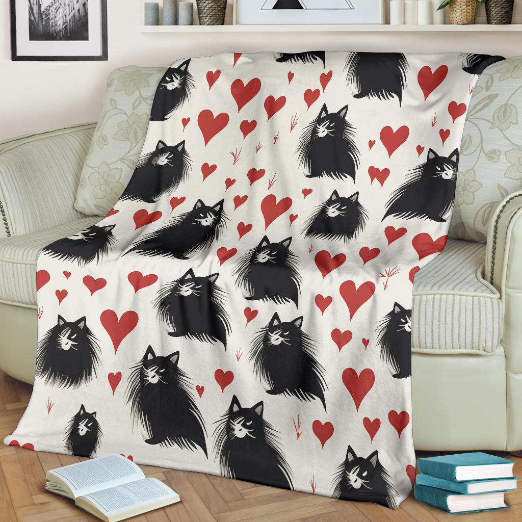 Persian Cat Hearts Blanket