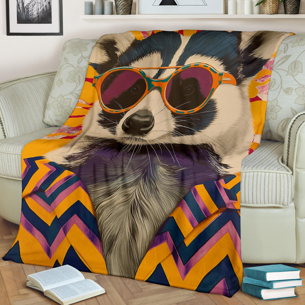 Badger Blanket, Trippy Psychedelics Badger Fleece Blanket, Badger Throw Blanket, Badger Gifts