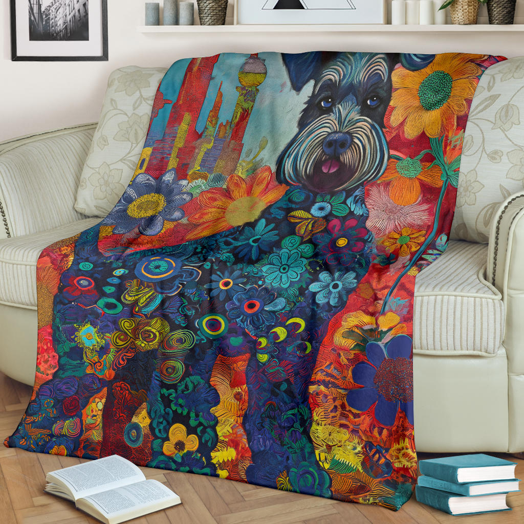 Kerry Blue Terrier Blanket, Trippy Psychedelics Kerry Blue Terrier Fleece Blanket, Kerry Blue Terrier Throw Blanket, Kerry Blue Terrier Gifts