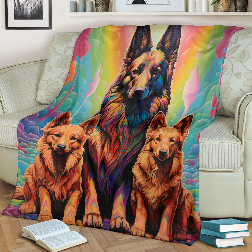 Belgian Tervuren Blanket, Trippy Psychedelics Belgian Tervuren Fleece Blanket, Belgian Tervuren Throw Blanket, Belgian Tervuren Gifts