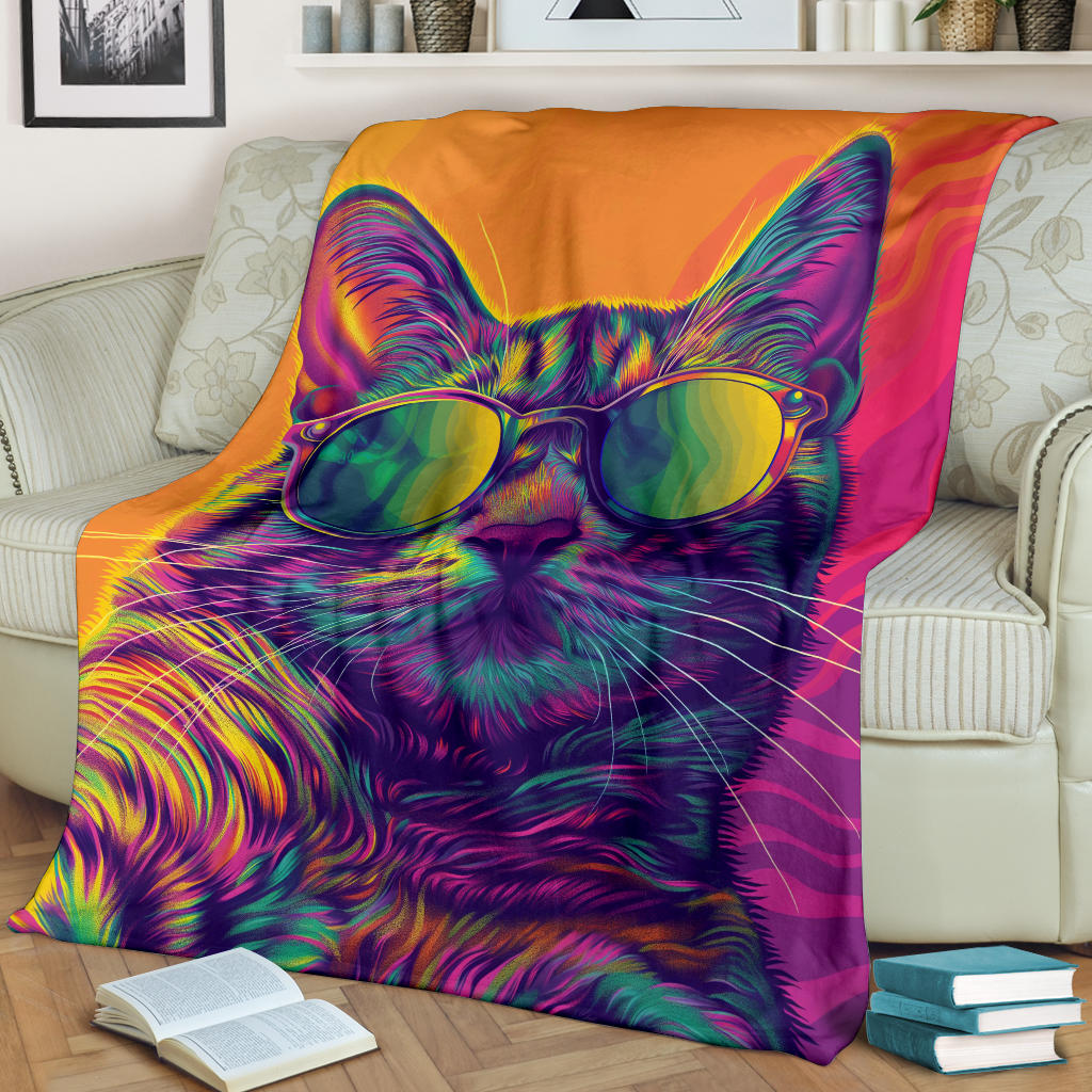 Egyptian Mau cat Blanket, Trippy Psychedelics Egyptian Mau cat Fleece Blanket, Egyptian Mau cat Throw Blanket, Egyptian Mau cat Gifts