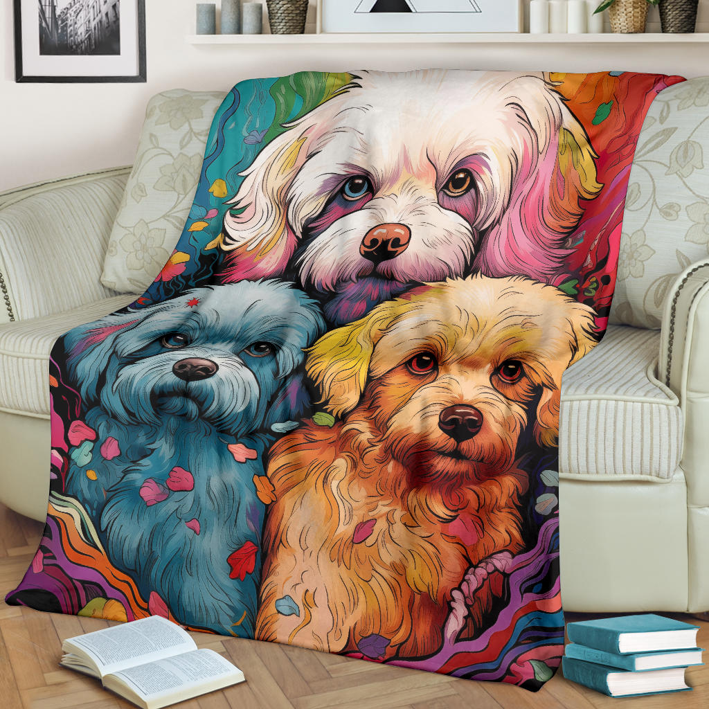 Dandie Dinmont Terrier  Blanket, Trippy Psychedelics Dandie Dinmont Terrier Fleece Blanket, Dandie Dinmont Terrier Throw Blanket, Dandie Dinmont Terrier Gifts