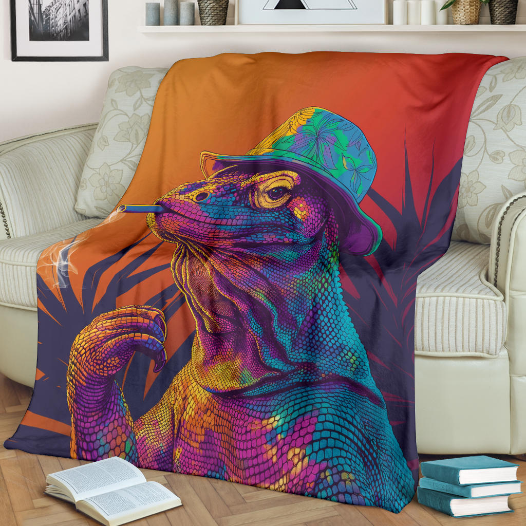 Komodo Dragon Blanket, Trippy Psychedelics Komodo Dragon Fleece Blanket, Komodo Dragon Throw Blanket, Komodo Dragon Gifts