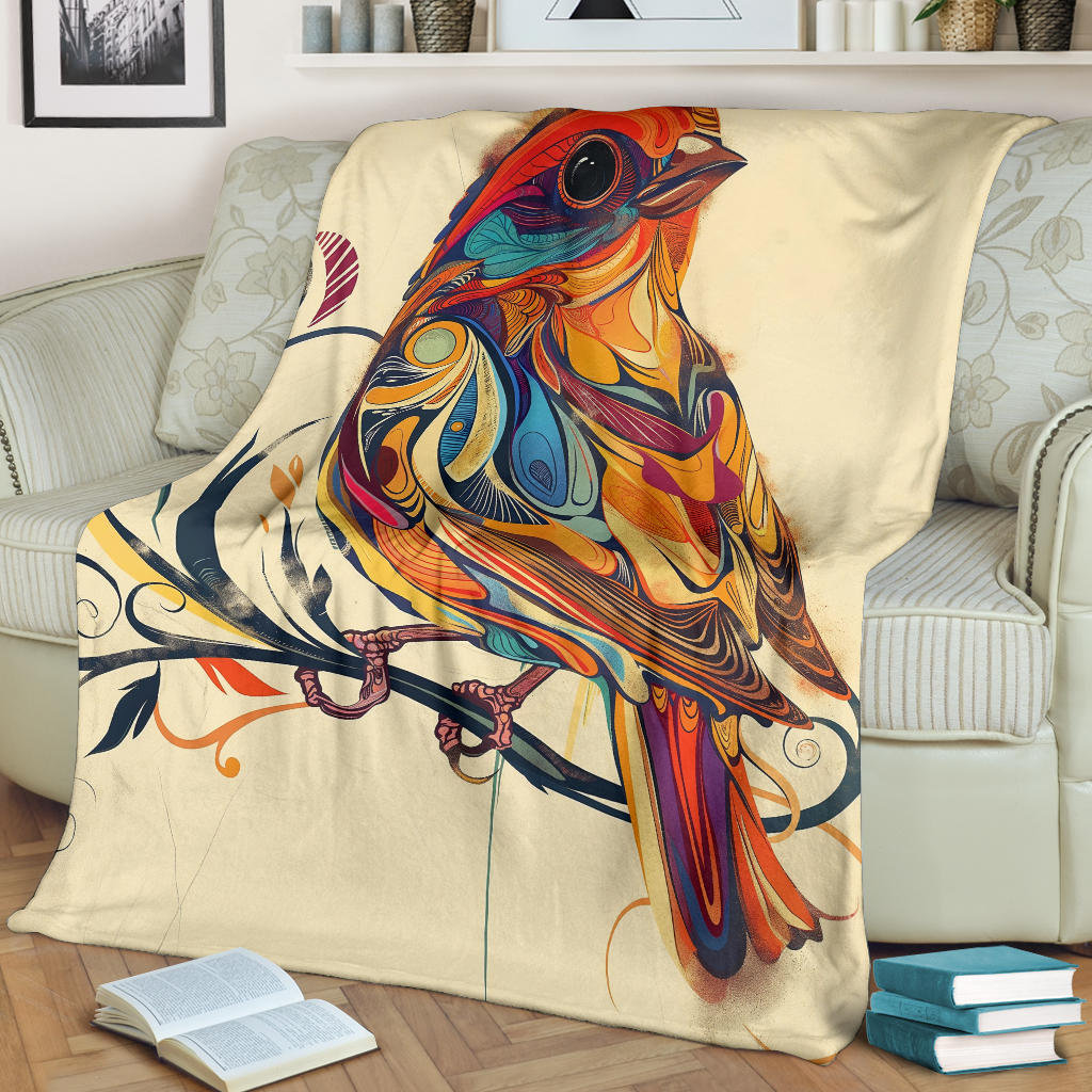 Finch bird Blanket, Trippy Psychedelics Finch bird Fleece Blanket, Finch bird Throw Blanket, Finch bird Gifts