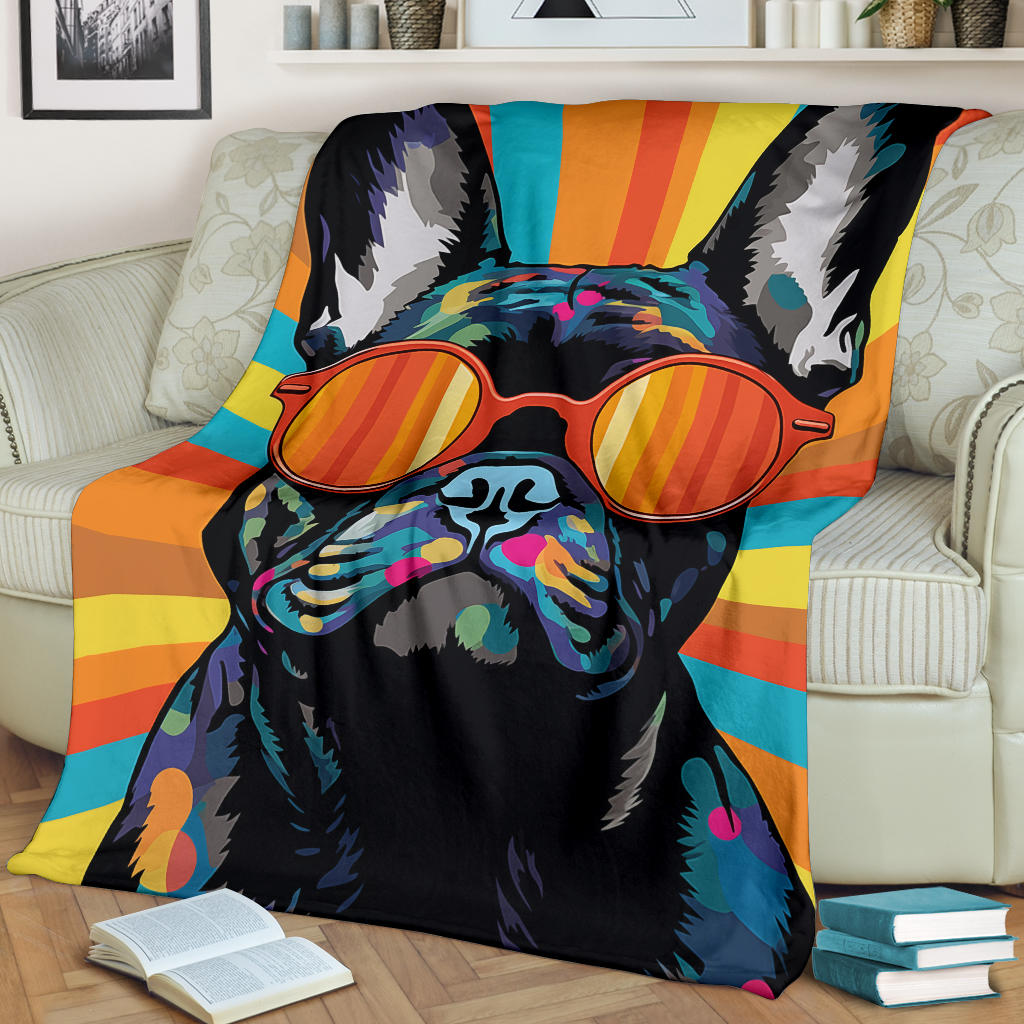 French Bulldog Blanket, Trippy Psychedelics French Bulldog Fleece Blanket, French Bulldog Throw Blanket, French Bulldog Gifts