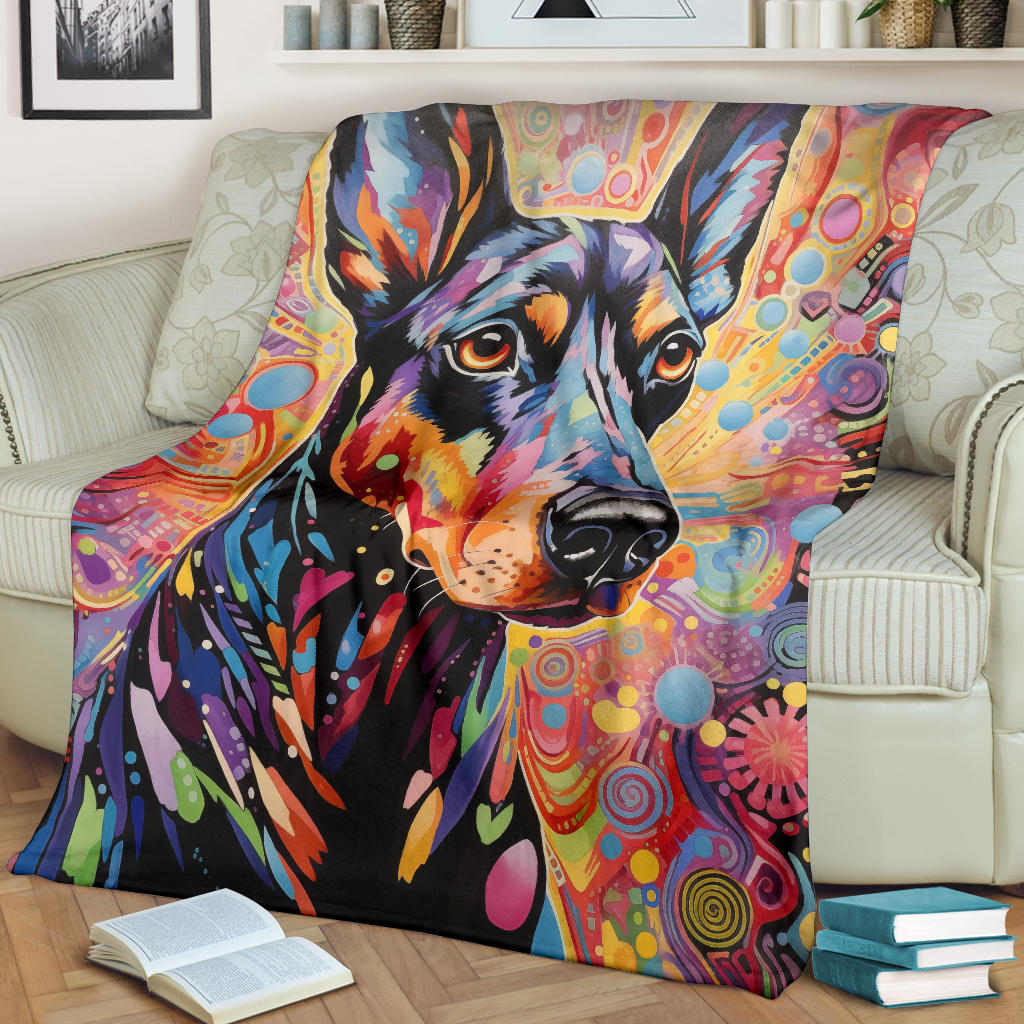 Trippy Psychedelics Doberman Pinscher Blanket, Doberman Pinscher Throw Blanket, Doberman Pinscher Fleece Blanket, Doberman Pinscher Gifts