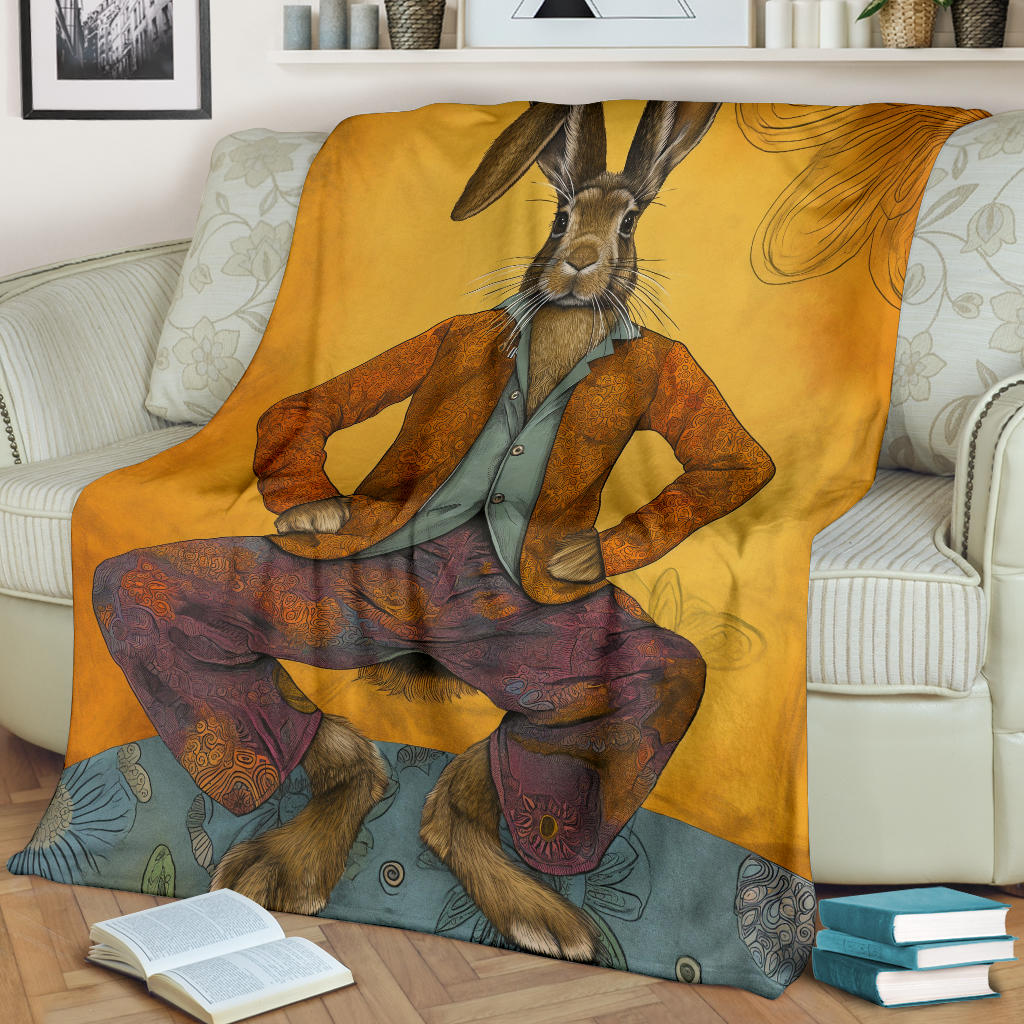 Rabbit Blanket, Trippy Psychedelics Rabbit Fleece Blanket, Rabbit Throw Blanket, Rabbit Gifts