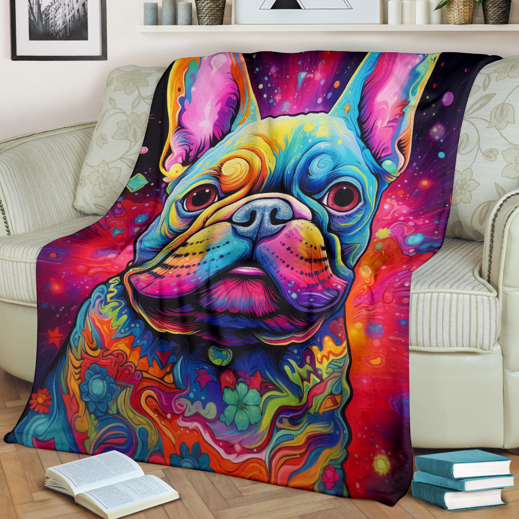 French Bulldog Blanket, French Bulldog Trippy Blanket, French Bulldog Gifts,French Bulldog Throw Blanket