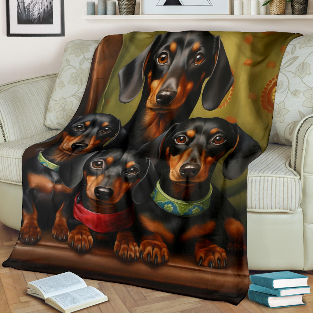 Dachshund Family Blanket, Dachshund Fleece Blanket, Dachshund Gifts, Dachshund Throw Blanket