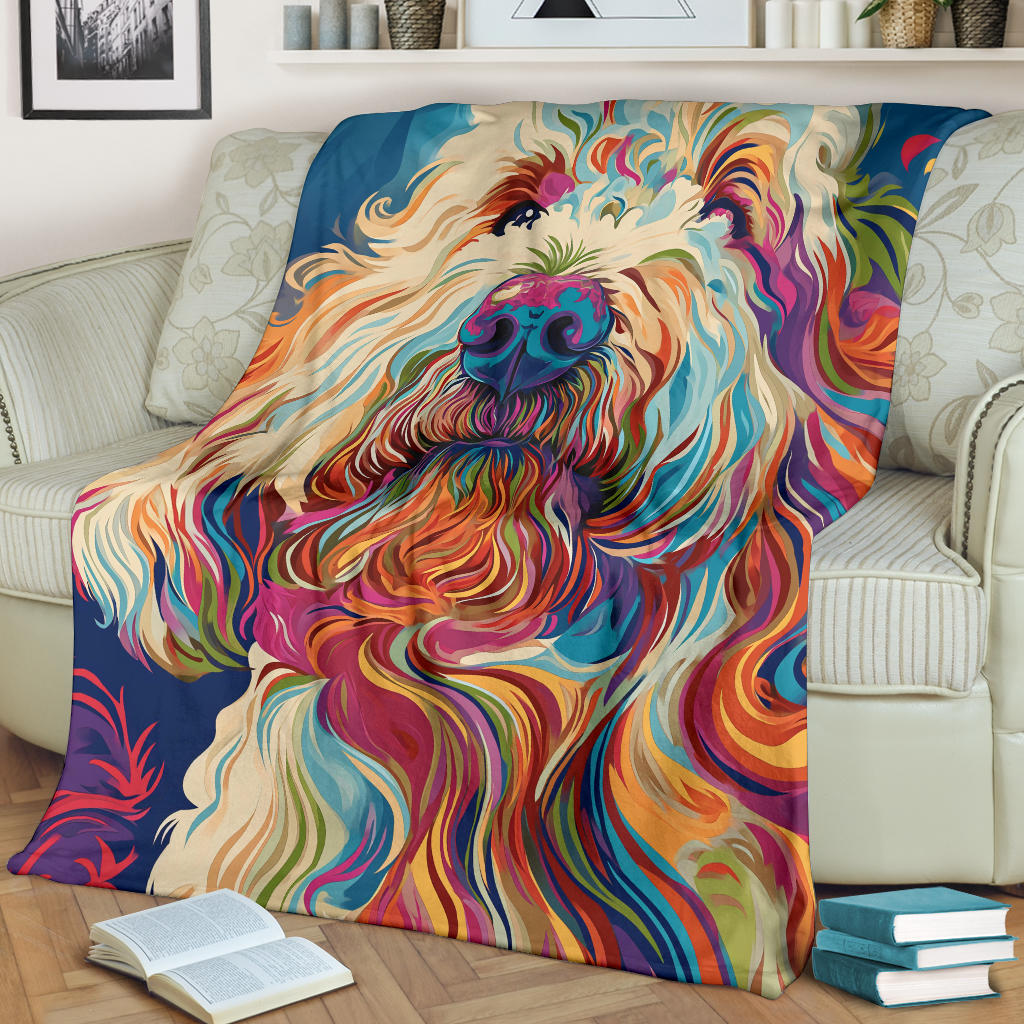 Komondor Dog Blanket, Trippy Psychedelics Komondor Dog Fleece Blanket, Komondor Dog Throw Blanket, Komondor Dog Gifts