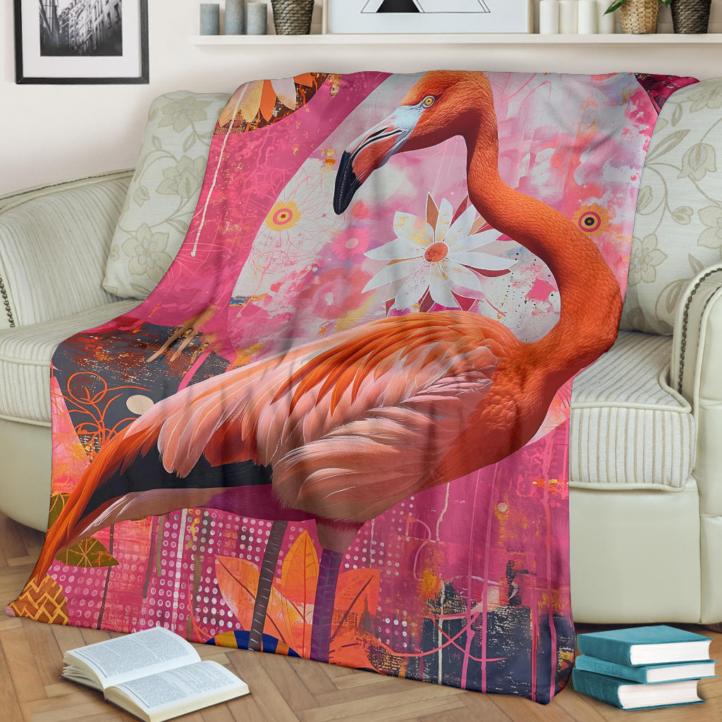 Flamingo Blanket, Trippy Psychedelics Flamingo Fleece Blanket, Flamingo Throw Blanket, Flamingo Gifts