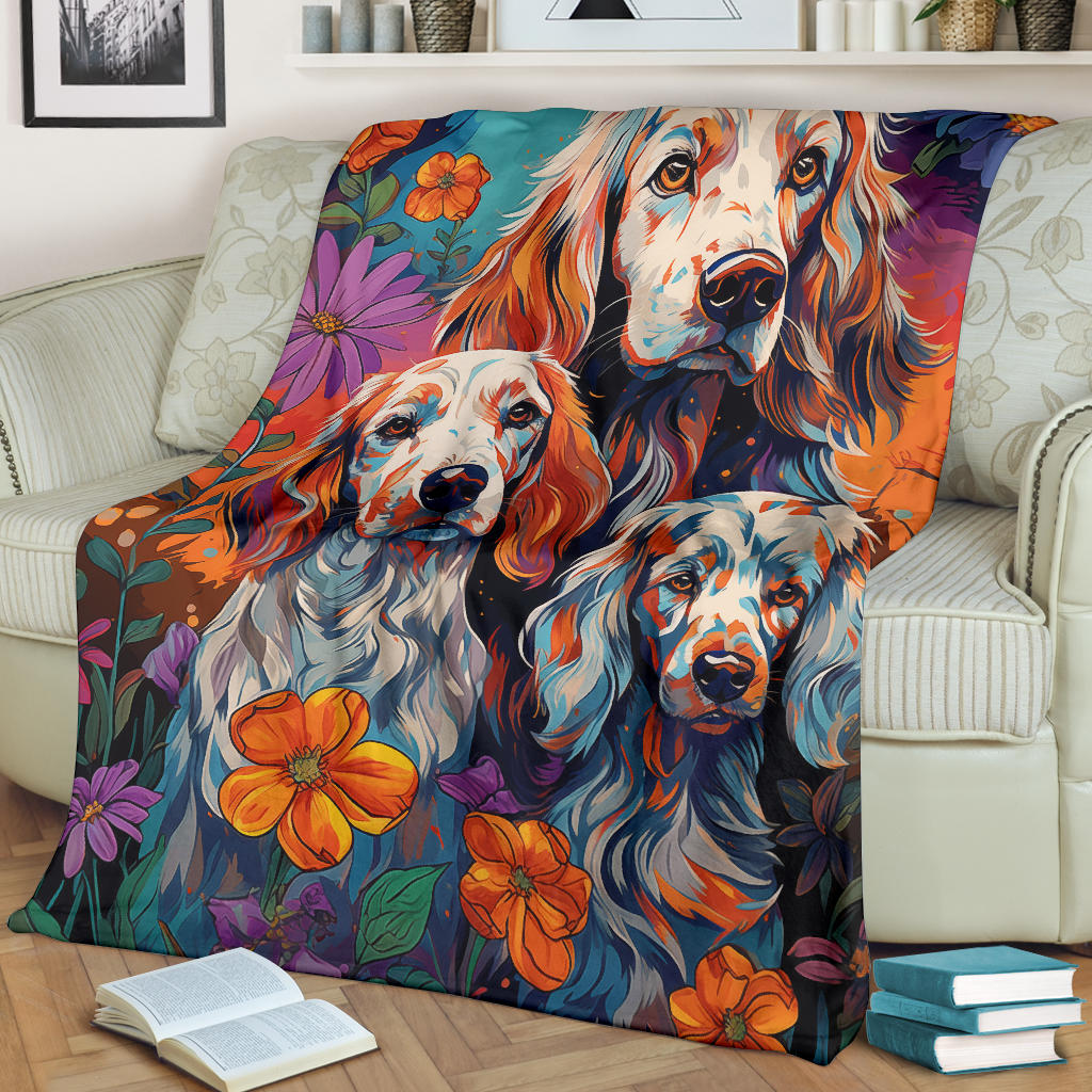 English Setter Blanket, Trippy Psychedelics English Setter Fleece Blanket, English Setter Throw Blanket, English Setter Gifts