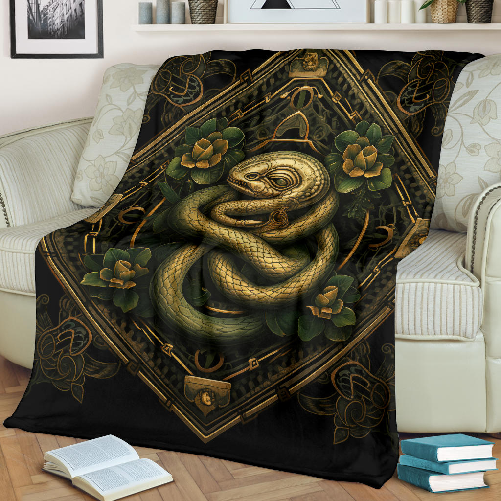 Snake Mandala Blanket, Snake Fleece Blanket, Snake Gifts, Snake Skull Blanket