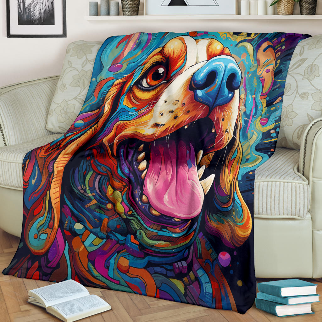 Trippy Psychedelics Beagle Dog, Beagle Dog Fleece Blanket, Beagle Dog Throw Blanket, Beagle Gifts