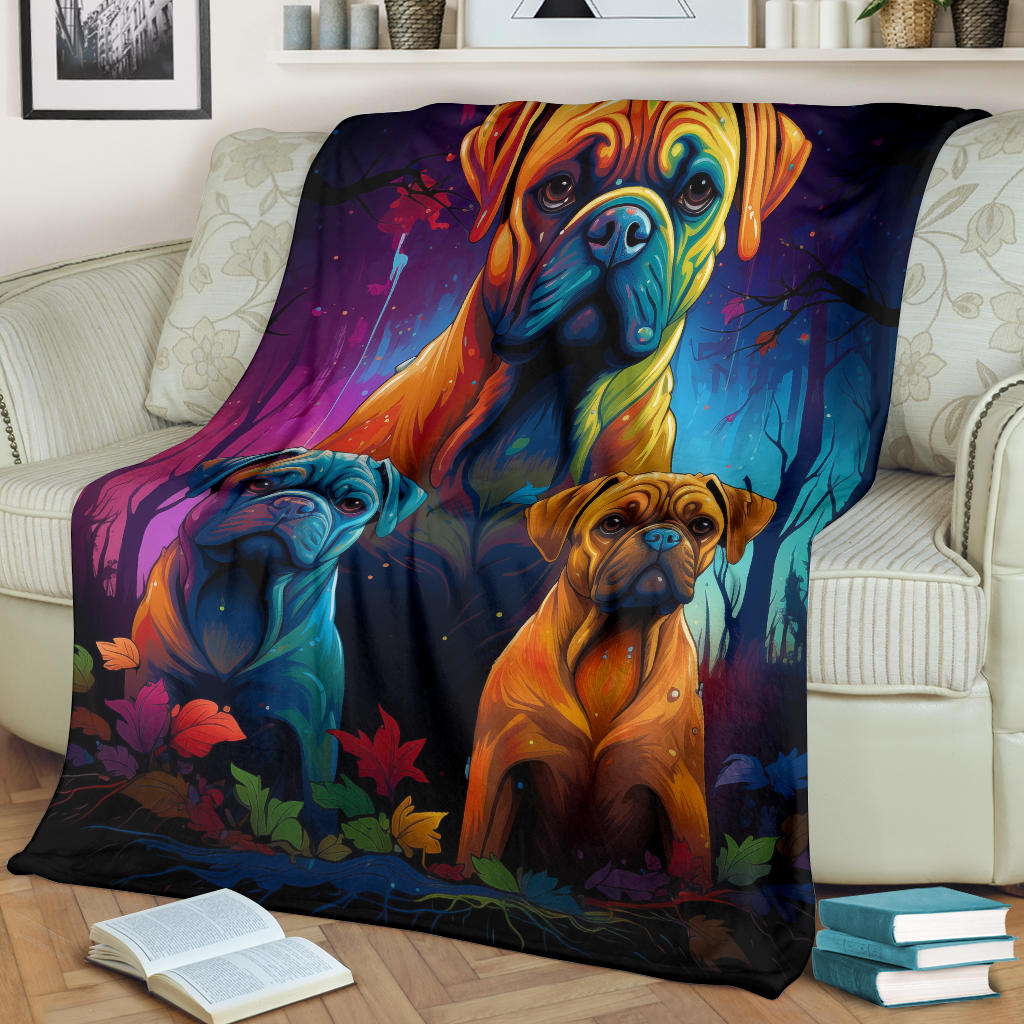 Bullmastiff Blanket, Trippy Psychedelics Bullmastiff Fleece Blanket, Bullmastiff Throw Blanket, Bullmastiff Gifts