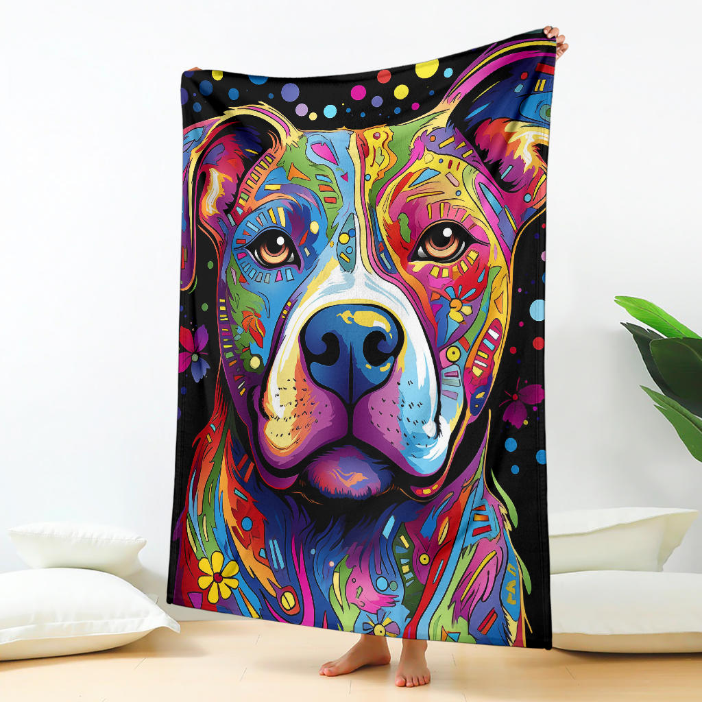 American Staffordshire Terrier Blanket, Trippy Psychedelics American Staffordshire Terrier Fleece Blanket, American Staffordshire Terrier Throw Blanket, American Staffordshire Terrier Gifts