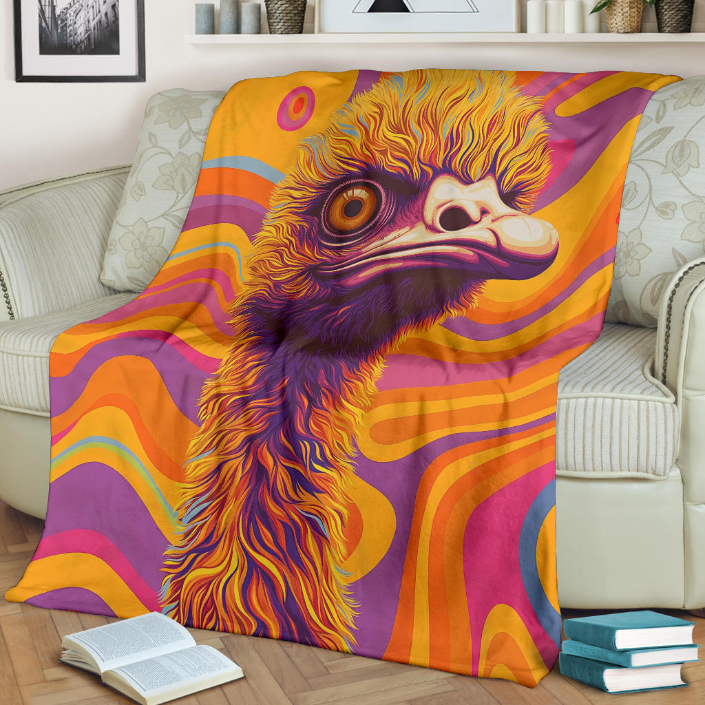 Emu Blanket, Trippy Psychedelics Emu Fleece Blanket, Emu Throw Blanket, Emu Gifts