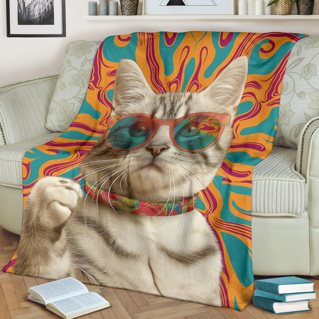 American Shorthair cat Blanket, Trippy Psychedelics American Shorthair cat Fleece Blanket, American Shorthair cat Throw Blanket, American Shorthair cat Gifts