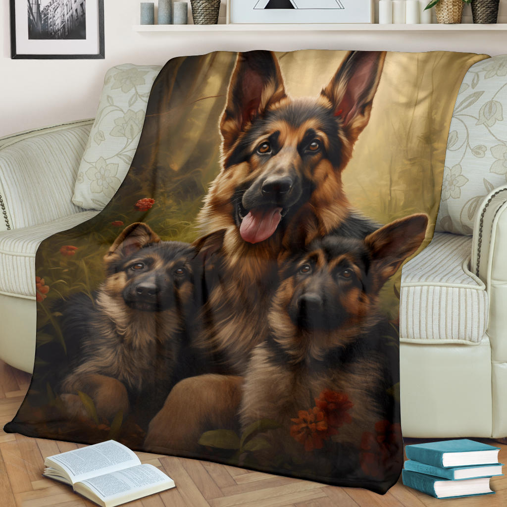 German Shepherd Family Blanket, German Shepherd Gifts, German Shepherd Throw Blanket, German Shepherd Fleece Blanket