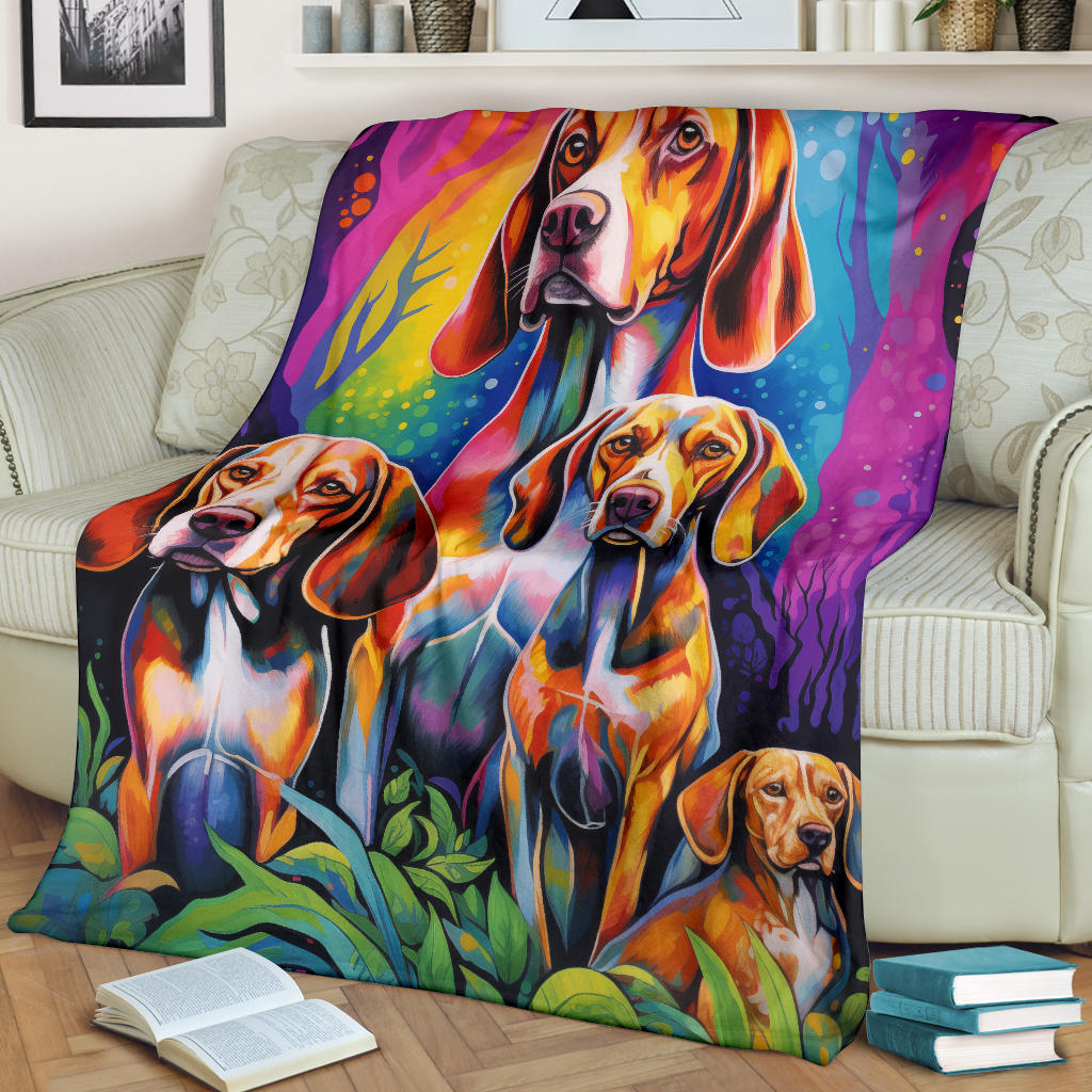 Treeing Walker Coonhound Blanket, Trippy Psychedelics Treeing Walker Coonhound Fleece Blanket, Treeing Walker Coonhound Throw Blanket, Treeing Walker Coonhound Gifts