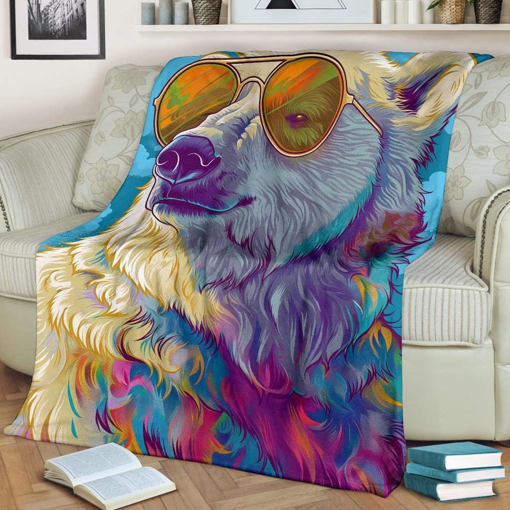 Polar Bear Blanket, Trippy Psychedelics Polar Bear Fleece Blanket, Polar Bear Throw Blanket, Polar Bear Gifts