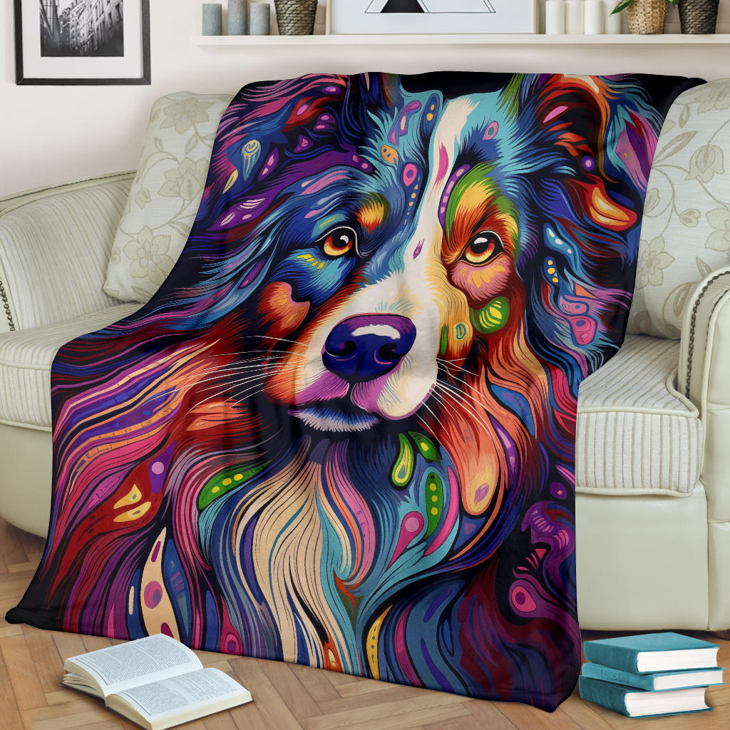 Australian Shepherd Blanket, Australian Shepherd Trippy Psychedelics Blanket, Australian Shepherd Gifts, Australian Shepherd Throw Blanket