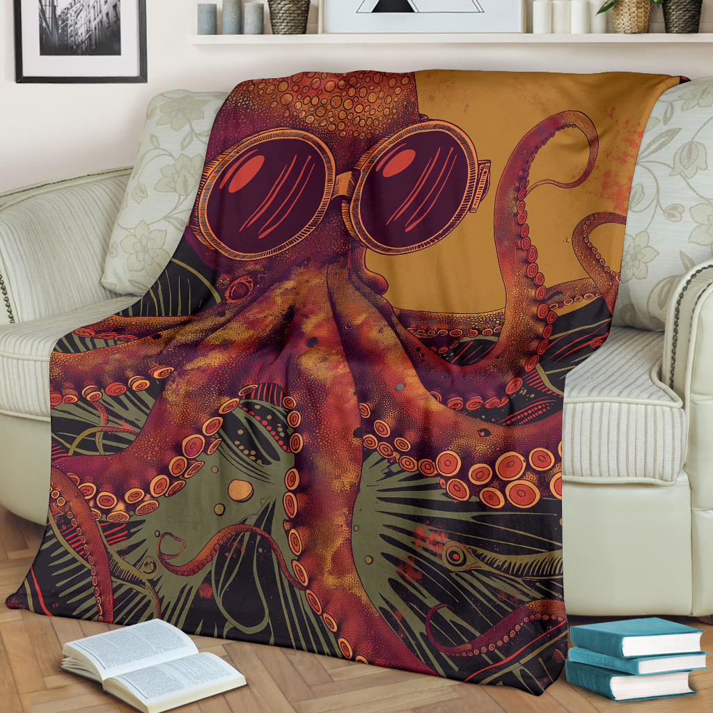 Octopus Blanket, Trippy Psychedelics Octopus Fleece Blanket, Octopus Throw Blanket, Octopus Gifts