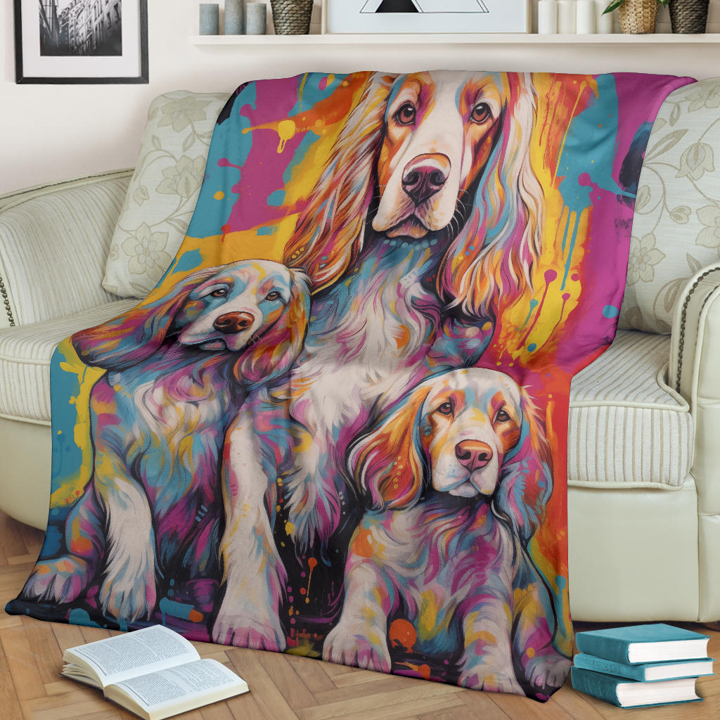 Clumber Spaniel Blanket, Trippy Psychedelics Clumber Spaniel Fleece Blanket, Clumber Spaniel Throw Blanket, Clumber Spaniel Gifts