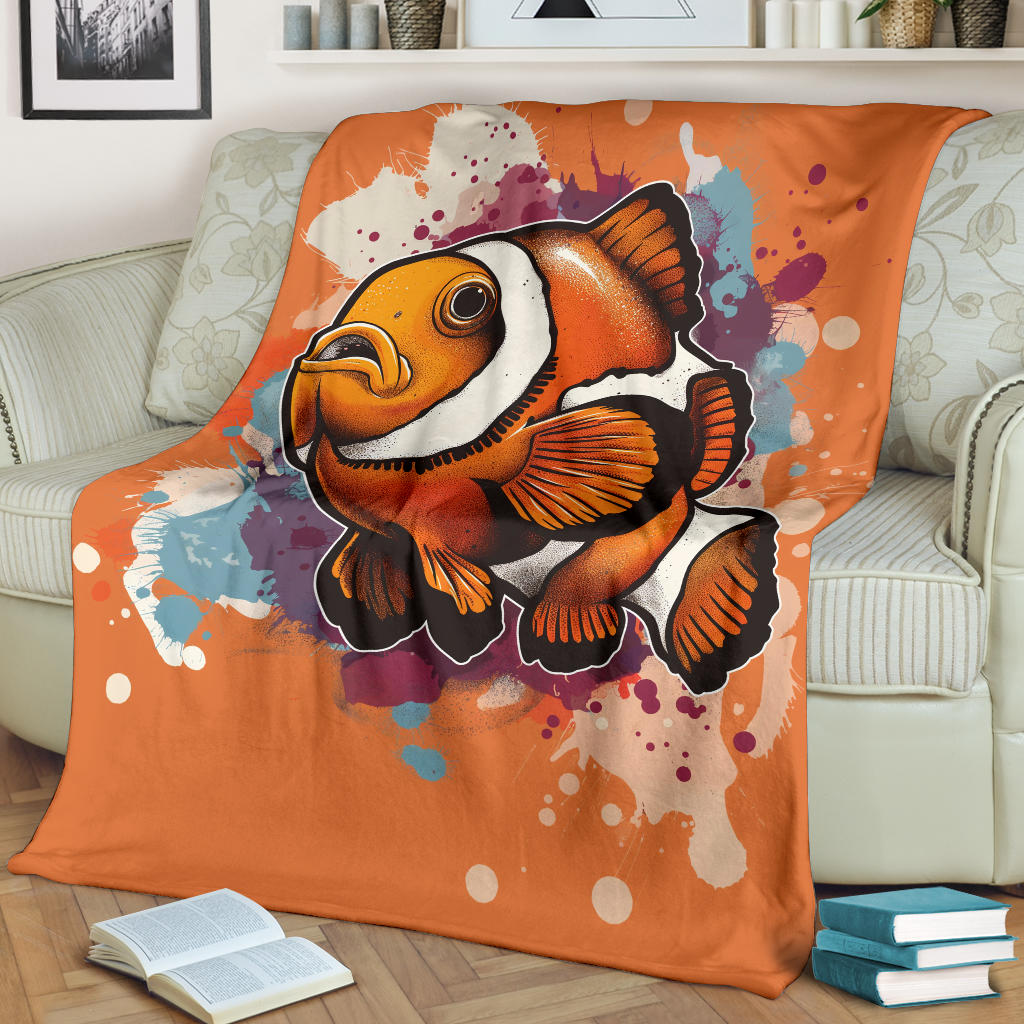 Clownfish Blanket, Trippy Psychedelics Clownfish Fleece Blanket, Clownfish Throw Blanket, Clownfish Gifts