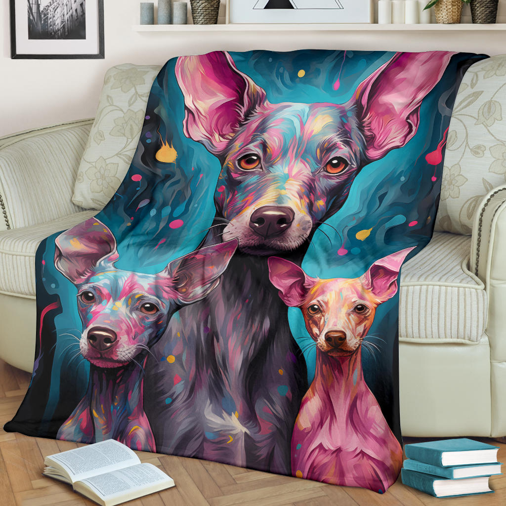 American Hairless Terrier Blanket, Trippy Psychedelics American Hairless Terrier Fleece Blanket, American Hairless Terrier Throw Blanket, American Hairless Terrier Gifts