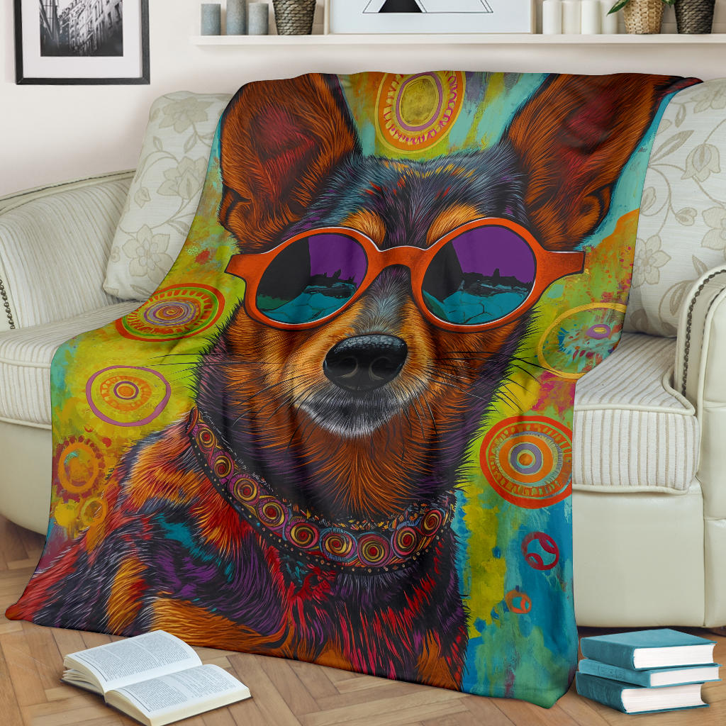 Lancashire Heeler Dog Blanket, Trippy Psychedelics Lancashire Heeler Dog Fleece Blanket, Lancashire Heeler Dog Throw Blanket, Lancashire Heeler Dog Gifts