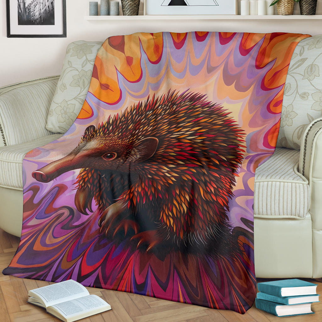 Echidna Blanket, Trippy Psychedelics Echidna Fleece Blanket, Echidna Throw Blanket, Echidna Gifts