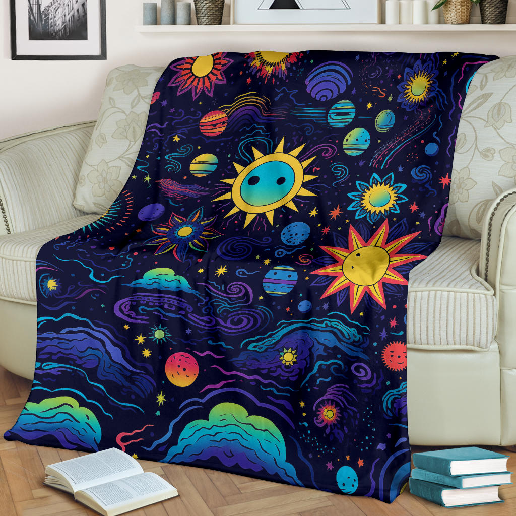 Trippy Psychedelics Stars Blanket, Hippie Gifts, Flower Fild Blanket, Festival Blanket, Rave Blanket, Festival Gifts