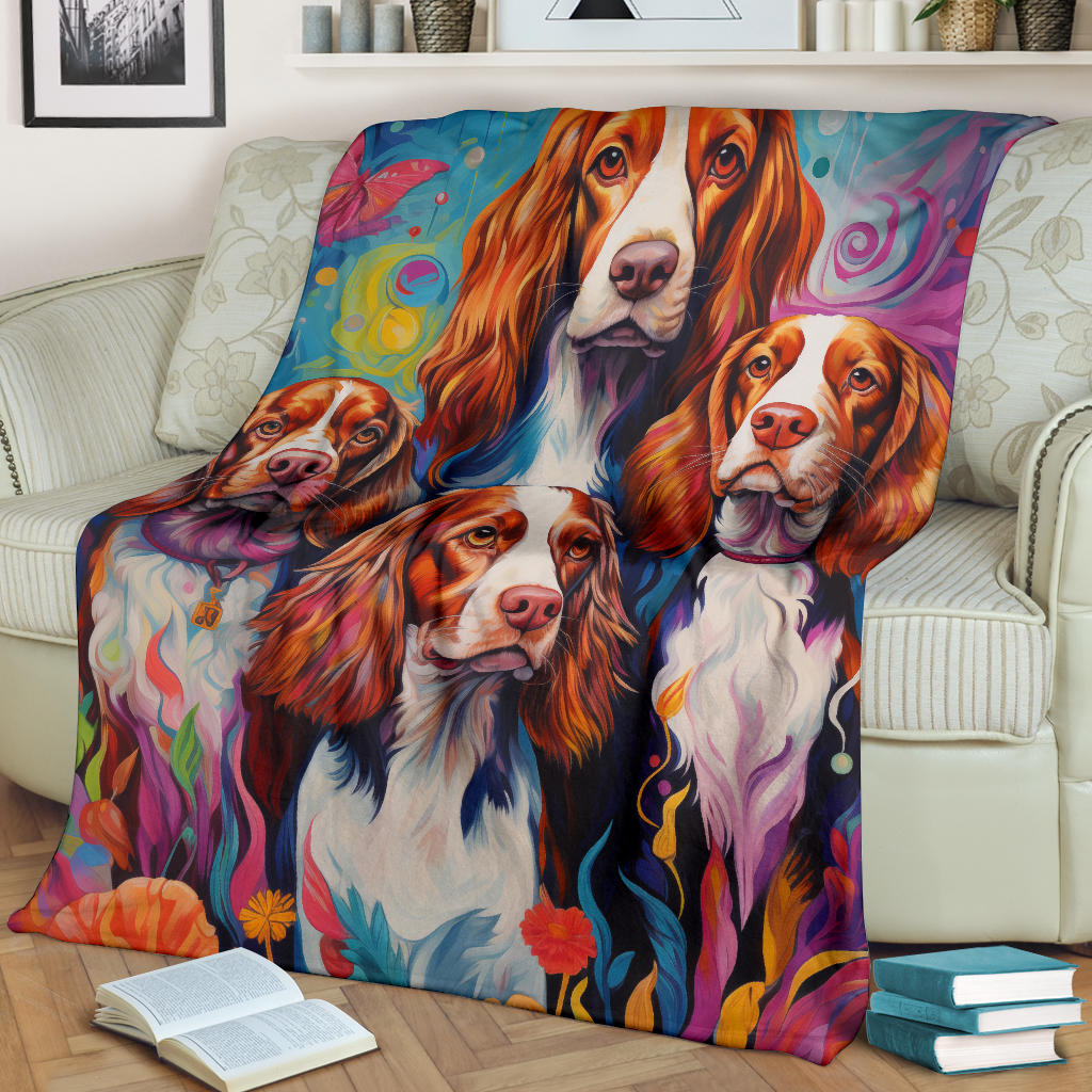 Welsh Springer Spaniel Blanket, Trippy Psychedelics Welsh Springer Spaniel Fleece Blanket, Welsh Springer Spaniel Throw Blanket, Welsh Springer Spaniel Gifts