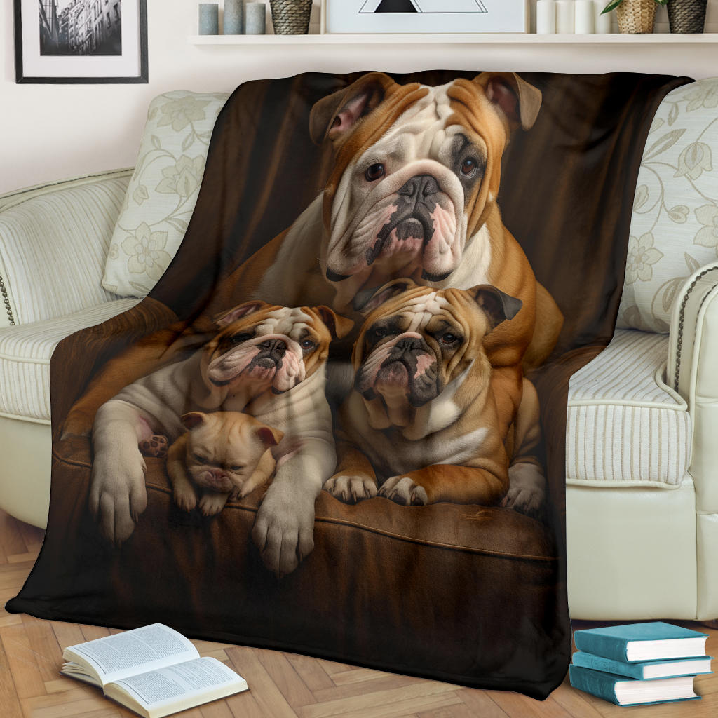 Bulldog Family Blanket, Bulldog Gifts, Bulldog Blanket, Bulldog Throw Blanket