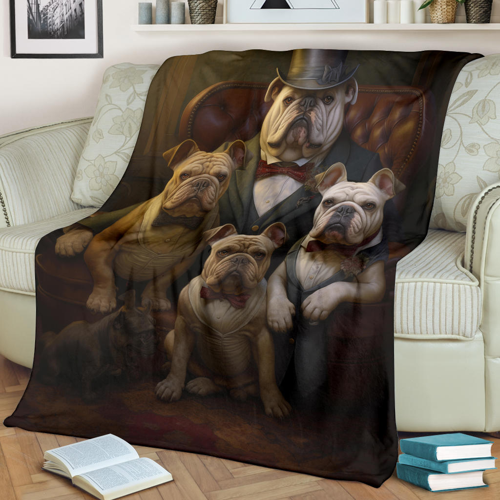 Bulldog Family Blanket, Bulldog Gifts, Bulldog Blanket, Bulldog Throw Blanket