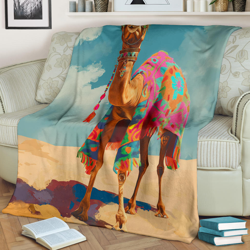 Camel Blanket, Trippy Psychedelics Camel Fleece Blanket, Camel Throw Blanket, Camel Gifts