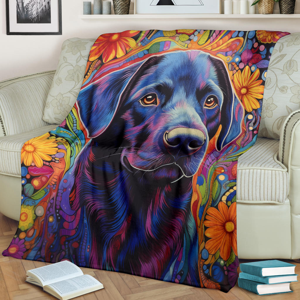 Trippy Psychedelics Labrador Retriever Blanket, Labrador Retriever Throw Blanket, Labrador Retriever Fleece Blanket, Labrador Retriever Gift