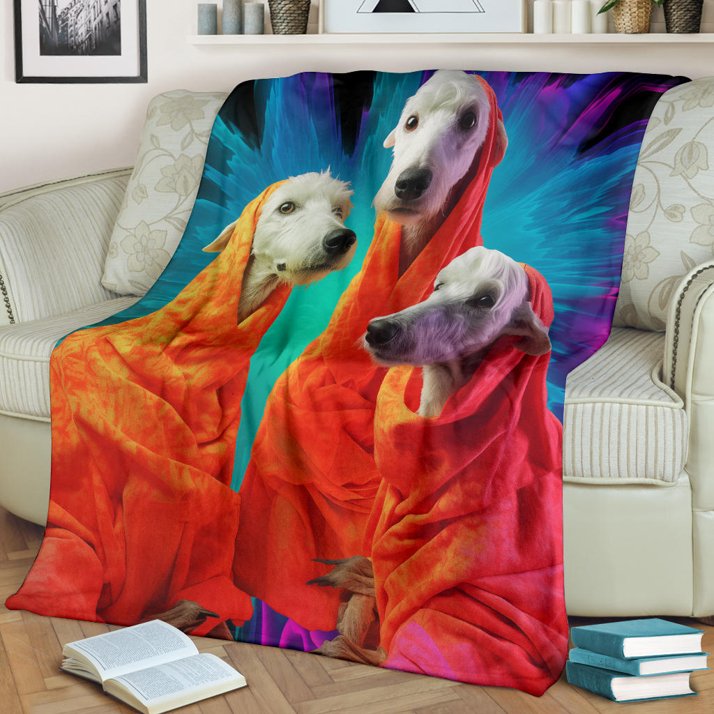 Bedlington Terrier Blanket, Trippy Psychedelics Bedlington Terrier Fleece Blanket, Bedlington Terrier Throw Blanket, Bedlington Terrier Gifts