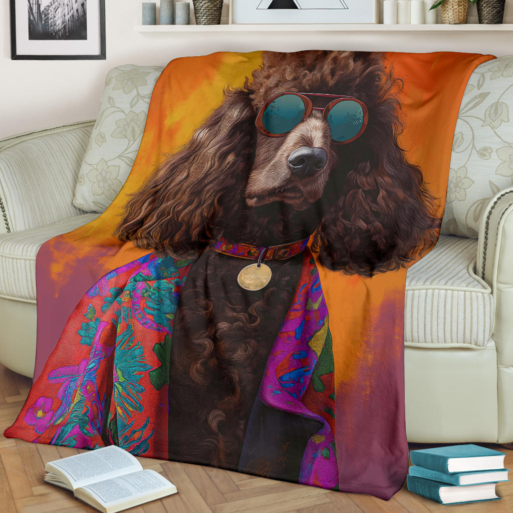 Irish Water Spaniel Blanket, Trippy Psychedelics Irish Water Spaniel Fleece Blanket, Irish Water Spaniel Throw Blanket, Irish Water Spaniel Gifts