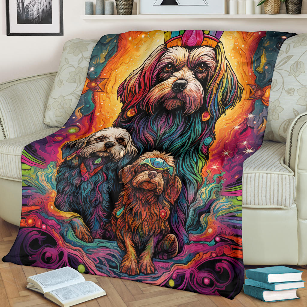 Lowchen Blanket, Trippy Psychedelics Lowchen Fleece Blanket, Lowchen Throw Blanket, Lowchen Gifts