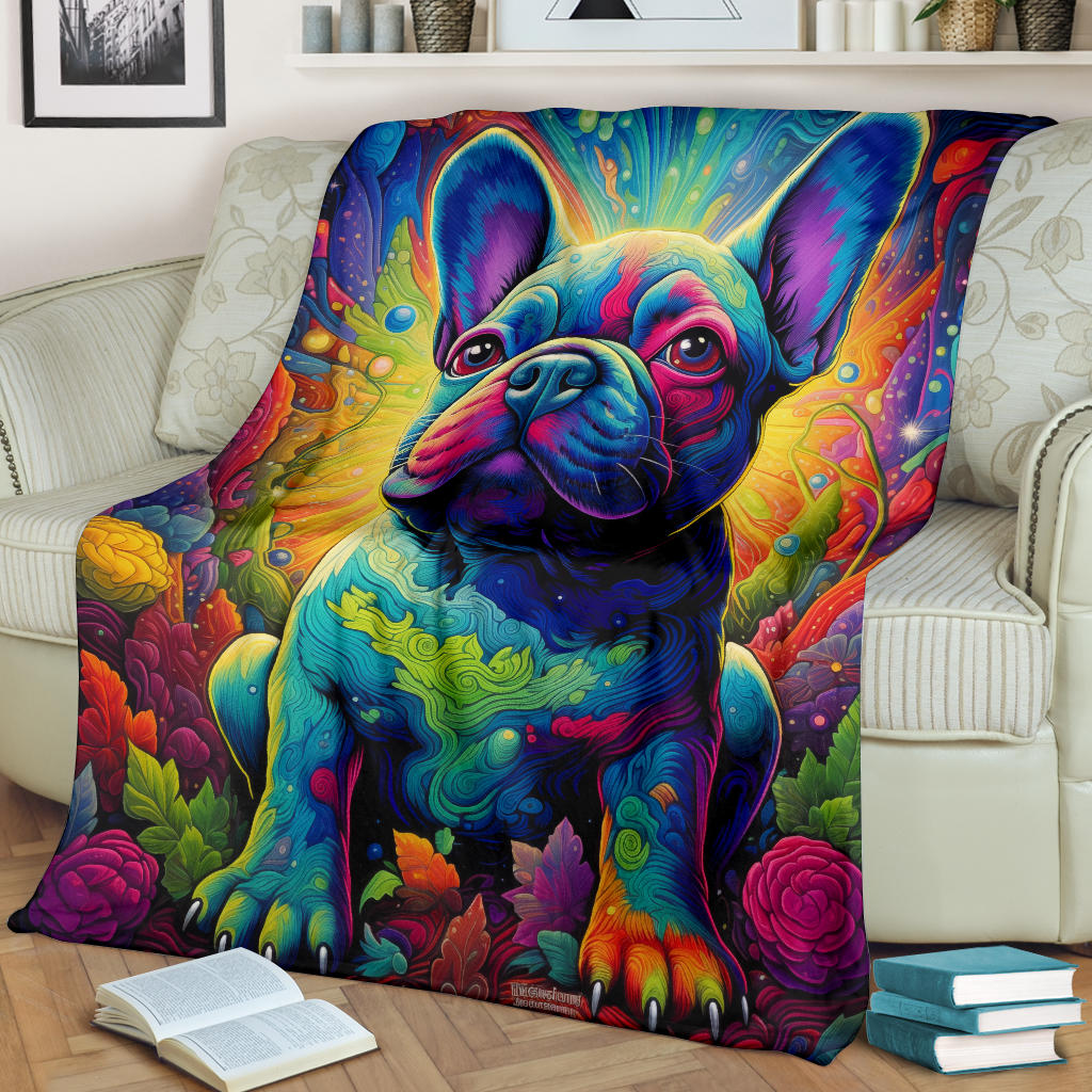 French Bulldog Blanket, French Bulldog Trippy Blanket, French Bulldog Gifts,French Bulldog Throw Blanket