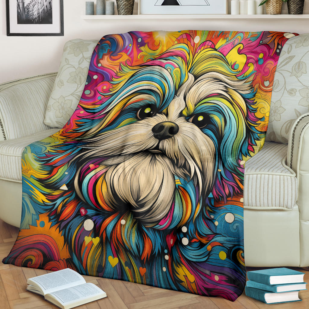 Shih Tzu Blanket, Shih Tzu Trippy Psychedelics Blanket, Shih Tzu Gifts, Shih Tzu Throw Blanket