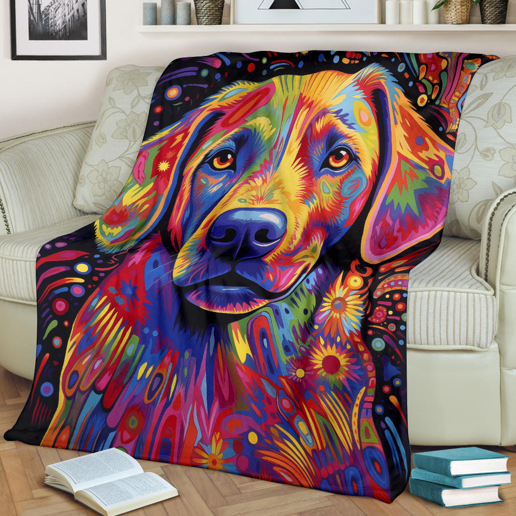 Trippy Psychedelics Labrador Retriever Blanket, Labrador Retriever Throw Blanket, Labrador Retriever Fleece Blanket, Labrador Retriever Gift