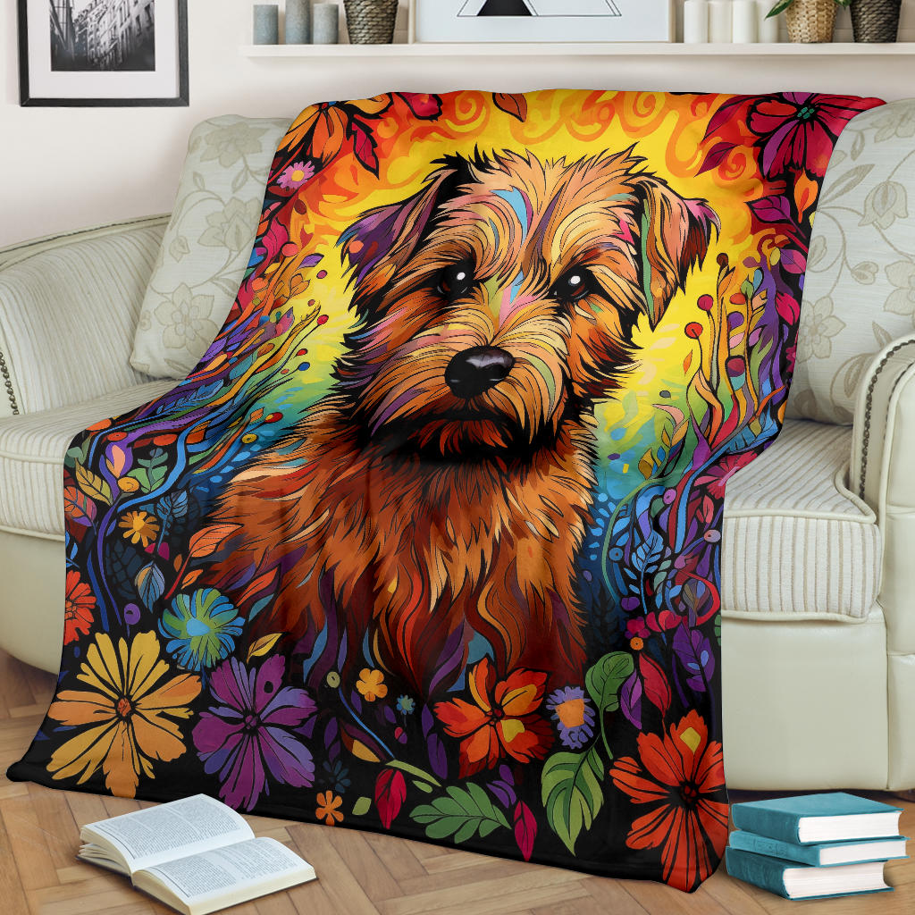 Norfolk Terrier Blanket, Trippy Psychedelics Norfolk Terrier Fleece Blanket, Norfolk Terrier Throw Blanket, Norfolk Terrier Gifts