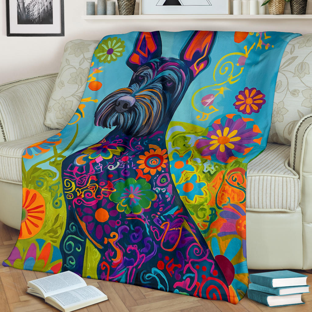 Kerry Blue Terrier Blanket, Trippy Psychedelics Kerry Blue Terrier Fleece Blanket, Kerry Blue Terrier Throw Blanket, Kerry Blue Terrier Gifts