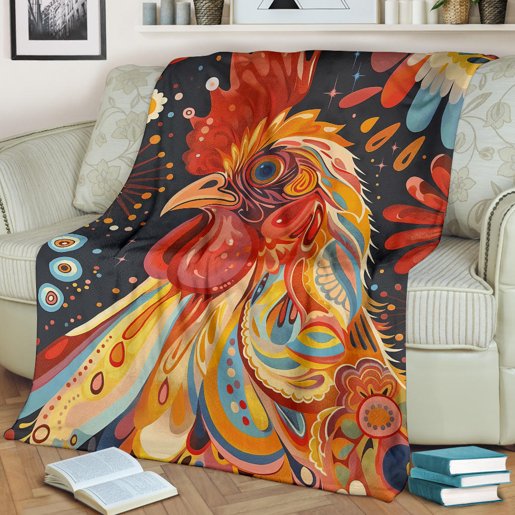 Chicken Blanket, Trippy Psychedelics Chicken Fleece Blanket, Chicken Throw Blanket, Chicken Gifts