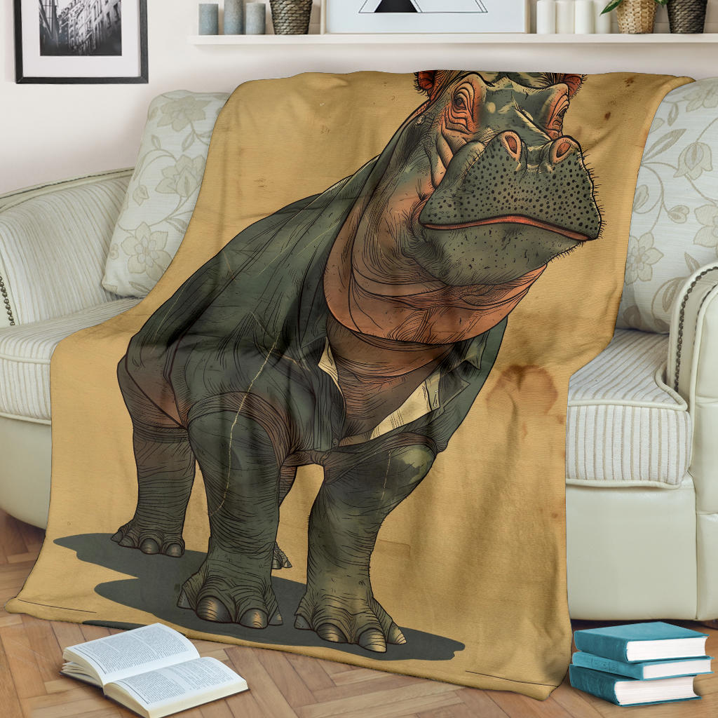 Hippopotamus Blanket, Trippy Psychedelics Hippopotamus Fleece Blanket, Hippopotamus Throw Blanket, Hippopotamus Gifts