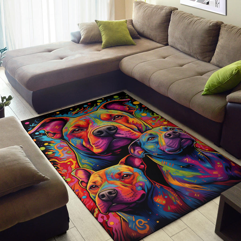 Staffordshire Bull Terrier Area Rug, Staffordshire Bull Terrier Trippy Rug, Staffordshire Bull Terrier Gifts, Staffordshire Bull Terrier Decor