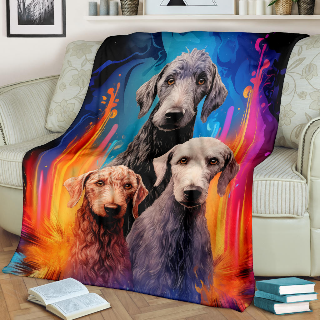 Bedlington Terrier Blanket, Trippy Psychedelics Bedlington Terrier Fleece Blanket, Bedlington Terrier Throw Blanket, Bedlington Terrier Gifts